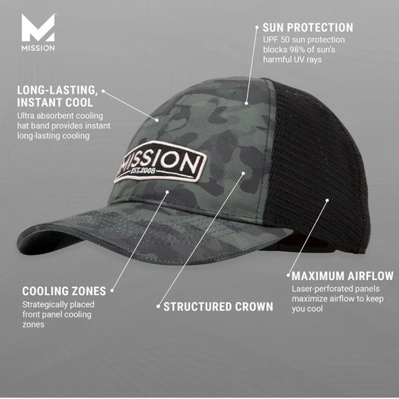 MISSION NWT ETCHED CAMO COOLING TRUCKER HAT - Picture 3 of 6